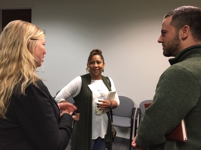 group of people talking
