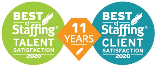 2020 ClearlyRated Best of Staffing awards, Best of Staffing Talent Satisfcations, Best of Staffing Client Satisfaction