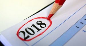 2018 marked in the calendar